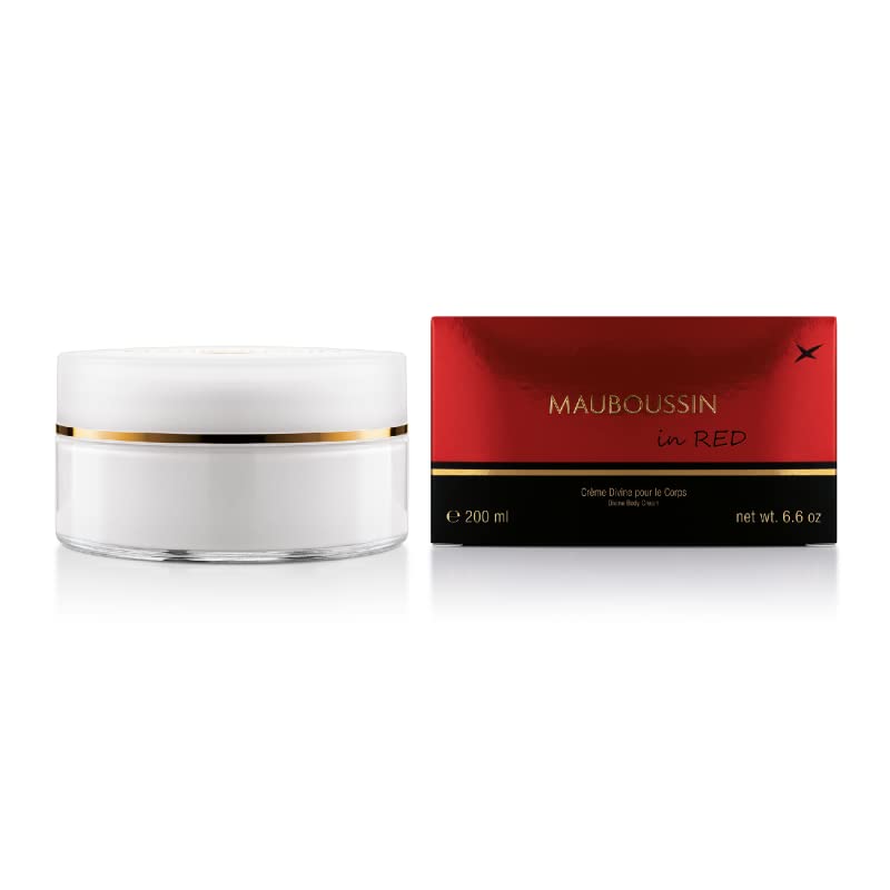 MauboussinIn Red 200ml (6.6 Oz) - Divine Body Cream for Women - Oriental, Floral & Woody Scents