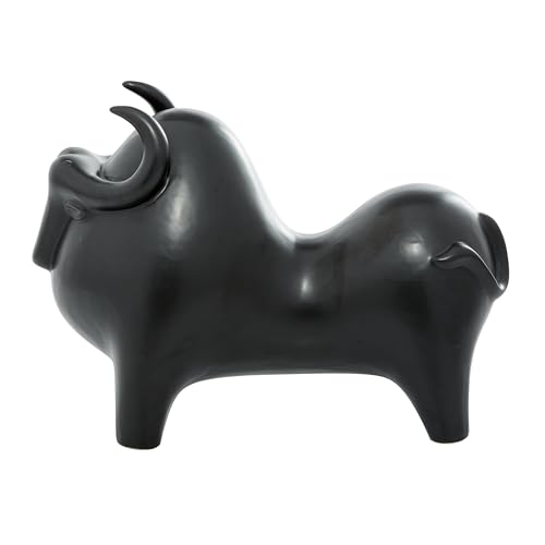 Escultura Decorativa de Cerámica Porcelana Toro Negro 13"x6"x9" miniatura 4