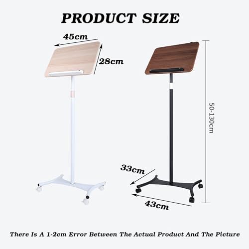 Atril de madera ajustable de 50-130 cm blanco con clips para portátil y lectura 3