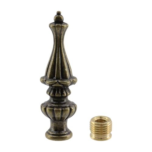 Tighall Antique Brass Lamp Finial Cap Knob Retro Decoration with Dual-Thread Screw, Tall Plated Steel Finials for Light Shade Holder Harp Tops(1 Pcs-M6, Bronze Tower)