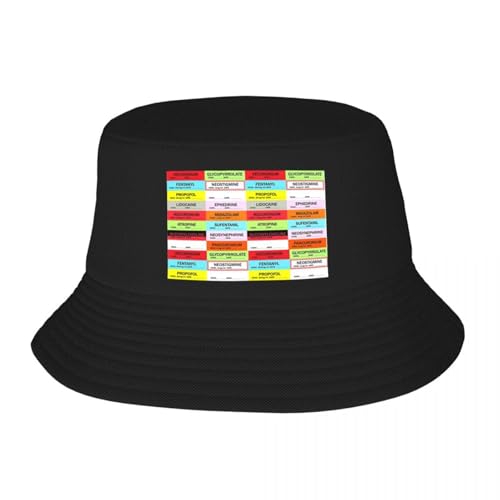 UIOPPIOS - UIOPPIOS Personnalisé Infirmière Anesthésie Médicaments Étiquettes Chapeau Seau Femmes Hommes en Plein Air Soleil Été Camping Casquette De Pêche