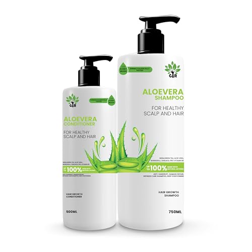 Image of GIR Aloe Vera Shampoo & Conditioner for Silky Smooth Hair & Scalp Nourishment - Combo Pack (Aloevera S750+C500 ML)