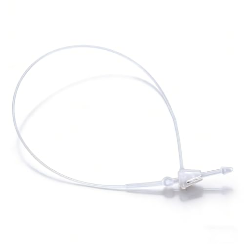 DUZEPA 1000 Stück Kunststoffverschlüsse, Kunststoff-Etikettenschnur, 13 cm lange Schlaufenstifte, transparente, selbstsichernde Sicherheitsetikettenbänder für Preisschilder und Markenetiketten