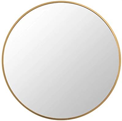 FANYUSHOW Round Mirror, Wall Mounted Circle Mirror with Brushed Metal Frame, Circular Mirror for for Bathroom, Living Room, Vanity, Bedroom, Entryway,15.7inch, Gold