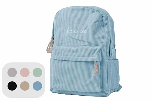Personalized Corduroy Backpack with Kids Name, Custom Embroidered School Travel Laptop Bookbag for College Boy Girls