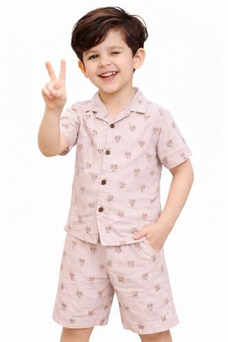 Image of 3BROS Baby Boys & Baby Girls Pure Cotton Clothing Set Casual Half Sleeves Shirt with Shorts Set For Boys & Girls