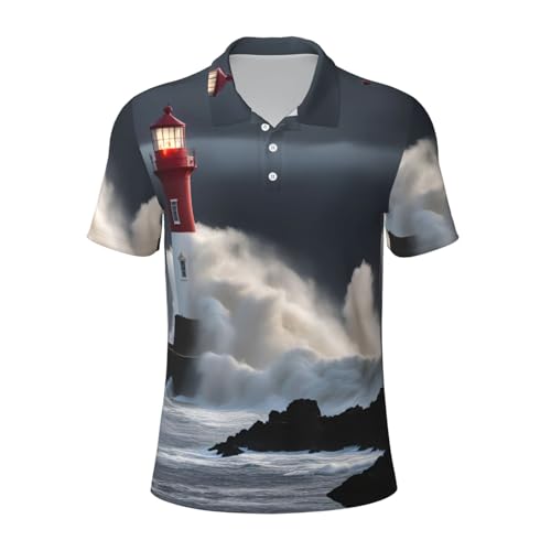 Polo à manches courtes pour homme motif phare respirant et décontracté