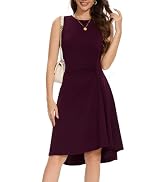 DRESSTELLS Women's Cocktail Dress, Formal Wedding Guest High Low Dresses, Ruched Waist Fit Flare ...