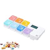 Pillen-Organizer – batteriebetriebener Wochenspender, Pillendosen, Organizer für 7 Tage | für Nahrungsergänzungsmittel für Dorsch, Leberöl, Zuhause, Büro, Schule, Reisen, Camping, Männer, Frauen