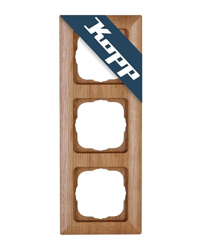 Kopp MILANO 3-fach Abdeckrahmen aus Eichen-Echtholz - 22,7 x 8,5 cm - Rahmen für Steckdosen & Schalter - Stilvoller Steckdosenrahmen aus Holz - Hochwertiger Lichtschalter-Rahmen