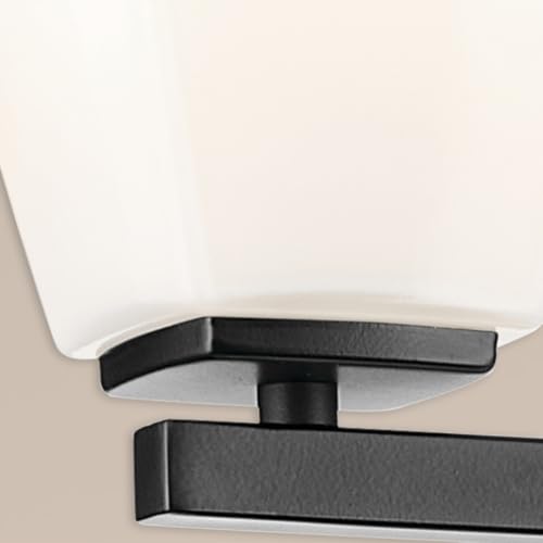 Image of Kichler Marant 33.25 inch 4-Light Bathroom Vanity Light Fixture with Opal Glass in Black for Over Mirror, Modern Wall Mount Lighting for Powder Room (33.25 inch W x 9.5 inch H), 55217BK