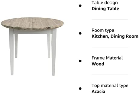 Florence white round extended table (92-117cm). 100% hardwood kitchen dining table with limed wooden top. Table ONLY. Matching chairs are also available