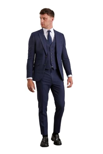 Image of Burton Mens Marl Single-Breasted Skinny Suit Jacket (38R) (Navy)