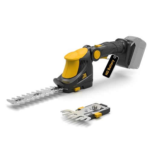 3D VO INN Hedge Trimmer Cordless for DEWALT 20V MAX Battery 1200RPM Grass Trimmer Electric Hedge Trimmer 2 in 1 Design Perfect for Yard Garden and Lawn Care(Battery Not Included) (Yellow)