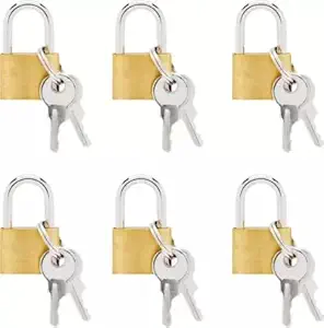 ZMS Marketing Solid Imitation 20 mm Copper Mini Lock with 2 Additional keys - 6 Pcs Lock (Golden)