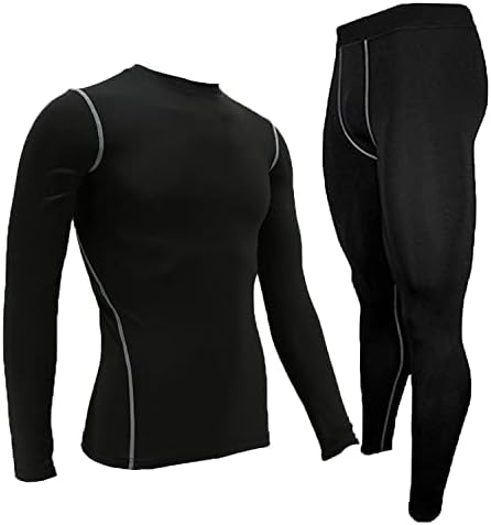 LANBAOSI Mens Workout Compression Set Pants and Long Sleeve Shirts Winter Warm Thermal Base Layer Top & Bottom
