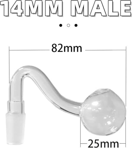 Lot de 3 brûleurs à huile en verre de 14 mm - Adaptateur en verre silicate à haute teneur en borol - Brûleur à huile mâle en verre - Bac à pipe à eau courbé pour aromathérapie ou applications en – vue 2