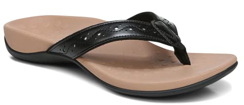 Vionic Women's Rest Aliza Toe Post Sandal - Supportive Ladies Orthotic Sandals That Include Three Zone Comfort With Arch Support- Flip Flops For Ladies, Black 8 Medium #TOP1