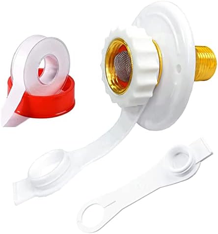 Water City Inlet for RV, RV City Water Inlet with Check Valve 3/4 NH Female to 1/2 NPT Male Lead-free Brass RV City Water Flange Backflow Preventer for RV Camper Motorhome Trailer Marine