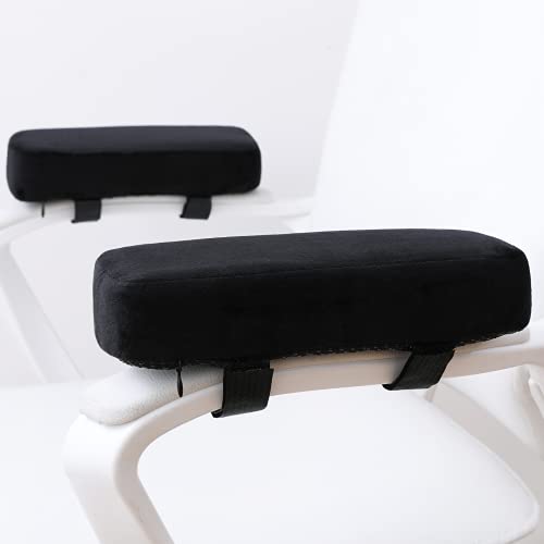 LargeLeaf Cojines Extra Gruesos para reposabrazos de Silla, cojín de Codo, Alivio de presión, Silla de Oficina, Juegos, reposabrazos con Almohadillas de Espuma viscoelástica (Negro)