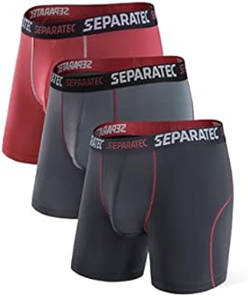Separatec Men's Boxer Briefs Underwear Dual Pouch Quick Dry Polyamide Sports Underwear 3 Pack Breathable Soft