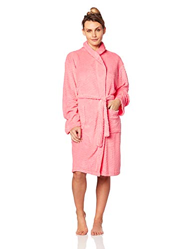 Seven Apparel Hotel Spa Collection Herringbone Textured Plush Robe, Dark Coral Pink