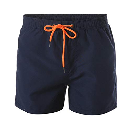 Pantalón corto de baño para hombre de secado rápido con malla Bermudas ligero transpirable deporte playa verano natación bolsillos cordón A61, azul marino, 4XL