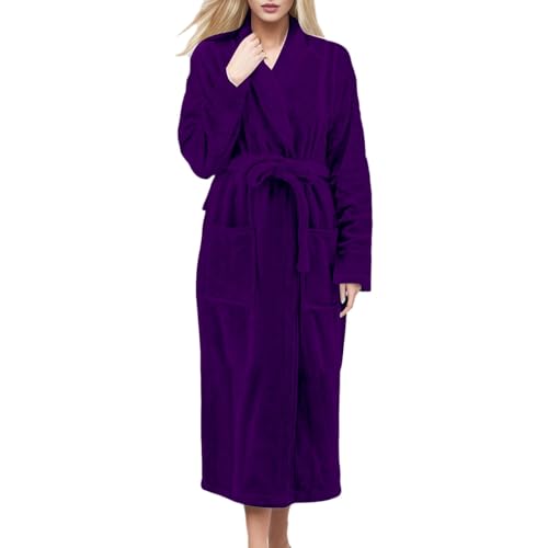 Peignoir Femme Robe De Chambre Peignoir Chaud Hiver Manteau Velours Long Polaire Éponge Bain Chaude Couple Personnalisée Léger Personnalisable Eponge Xxxxl...
