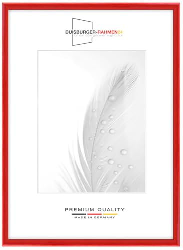 Cornice portafoto in legno sottile, 21 x 26 cm, colore rosso lucido, con vetro sintetico infrangibile e antiriflesso | cornice per poster, puzzle | collage fotografico DR123