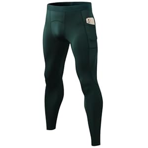 POIHIDE 1 Pack Men’s Compression Activewear Leggings with Pockets Running Leggings Base Layer Tights Quick Dry Gym Training Pants Size XXL