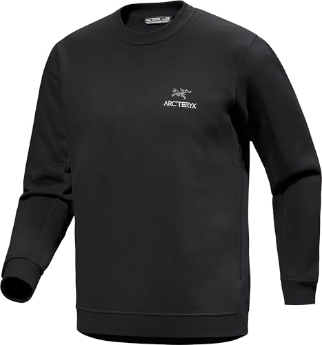 Arc'teryx Emblem Fleece Crew Neck Pullover Men's | Comfortable Pullover in an Organic Cotton Blend | Black, Medium