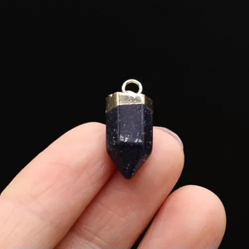 Pendentif en pierre naturelle de quartz bleu turquoise facetté - 6