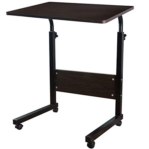 JoyeeLii パソコンデスク サイドテーブル キャスター ミニ 昇降式 ミニ ソファーサイド 高さ調節 角度調節 可移動 簡単組立 多機能シンプル キャスター付きデスク 介護用ベッドテーブル 木製 ベッド パソコン 仕事 怠惰な人の机 (ブラック)