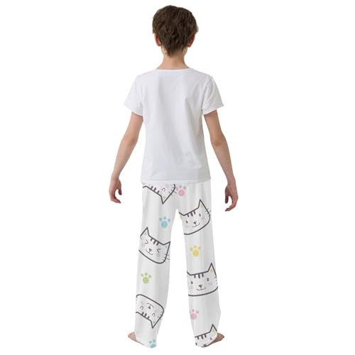 Boys' Pants Cats Cute Paw Long Bottoms Jogger Pants Elastic Waist Trousers with Pockets S-XL3