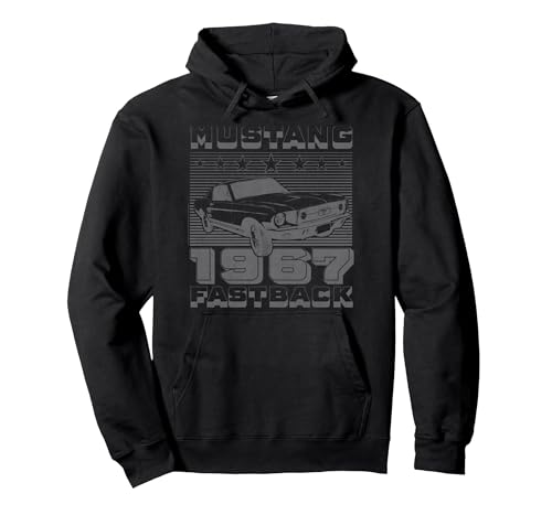 Ford Mustang Fastback Patriotische Sterne und Streifen 1967 Pullover Hoodie, Unisex für Erwachsene, Schwarz, L