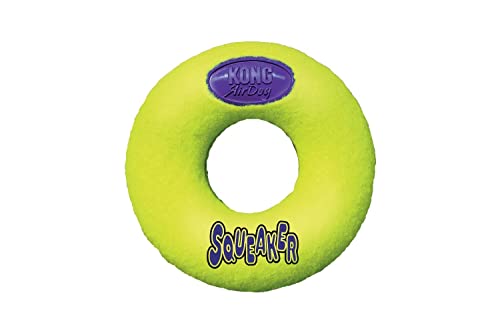 KONG - AirDog® Squeaker Donut - Squeaky Bounce and Fetch Toy, Tennis Ball Material - For Medium Dogs