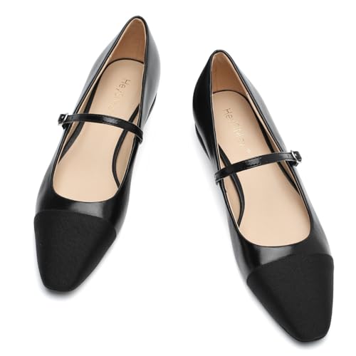 Women's Comfortable Leather Mary Jane Flats Walking Shoes Cute Business Casual Dress Work Shoes