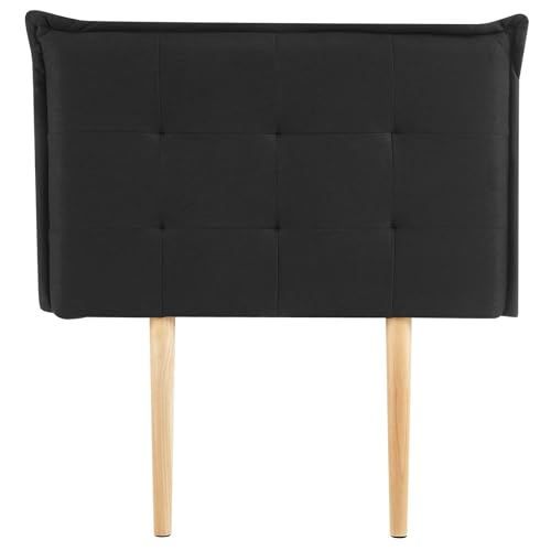 IDIMEX Tête de lit JALEYA 90 capitonnée, en Tissu rembourré, Pieds en Bois, Design élégant, pour Lits 90 cm, Noir
