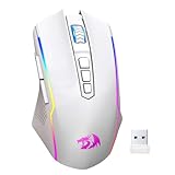 Redragon Wireless Gaming Mouse, Tri-Mode 2.4G/USB-C/Bluetooth Mouse Gaming, 12000 DPI, RGB Backlit, Fully Programmable, Rechargeable Wireless Computer Mouse for Laptop PC Mac, White