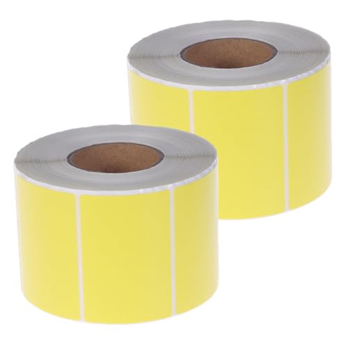Étiquettes thermiques autocollantes à forte adhérence jaune pour rouleau d'imprimante de bureau