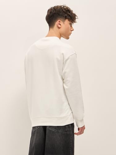 Image of THE BEAR HOUSE Men Typography Printed Round Neck Cotton Pullover Sweatshirt
