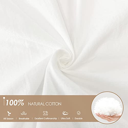 Style Quarters Cotton Tufted Queen Duvet Cover, 3Pieces Boho Bedding Set Queen Size, Ultra Soft Shabby Chic Embroidery White Duvet Covers Includes 1 Duvet Cover And 2 Pillow Shams 90"X90" #TOP3
