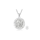 Sllaiss 925 Sterling Silber Schutzpatron Medaille Halskette:St. Christophorus Medaille Anhänger mit verstellbarer Kette katholischer Schutz Schmuck religiöses Reiseammulett Geschenk für Männer Frauen
