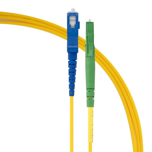 SeKi Simplex LC/APC - Cable de fibra óptica (0,5 m, 8° a conector SC/UPC, 9/125 μm, OS2, cable de fibra óptica, LSZH, color amarillo, monomodo)