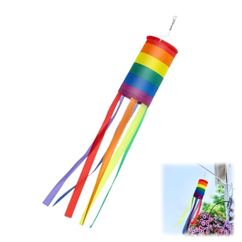 HOTMNTY Mango de Aire Colorido Windsock de Arco Iris, Mango de Viento Decoración Colgante Eexterior para Indicar Dirección y Fuerza de Viento, Jardín, Pared, Tienda, Caravana, 13 x 88 cm, 1 Pieza