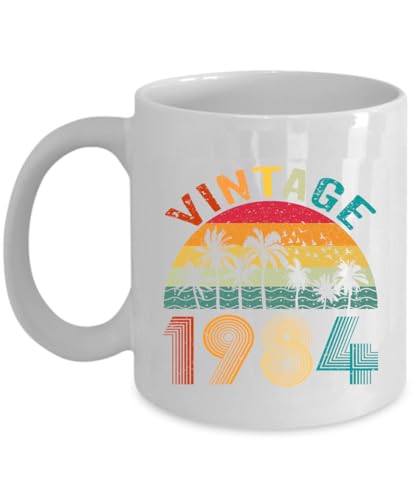 Vintage 1984 Colors Coffee Mug 42 Year Old 42nd Bday Retro Beach Sunset Mug Gift