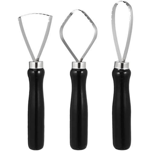 iplusmile Sculpture Scraper - Ceramic Pottery Clay Trimming Big Loop Tool - Wood Handle Sculpture Tool Scraper, Molding Set(3Pcs)