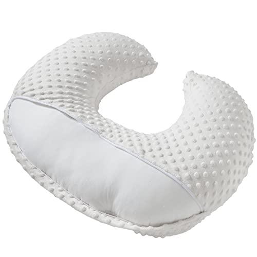 Aullar Nursing Pillow and Positioner with Cover for Breastfeeding and Bottle Feeding, Propping Baby, Tummy Time, Baby Sitting Support, Awake-Time Support (White, 22" x 17.7" x 5.9")
