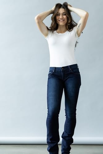 Kimes Ranch Women's Audrey Casual Western Low Rise Waist Fitted Thigh Modest Bootcut Dark Wash Denim Jeans2