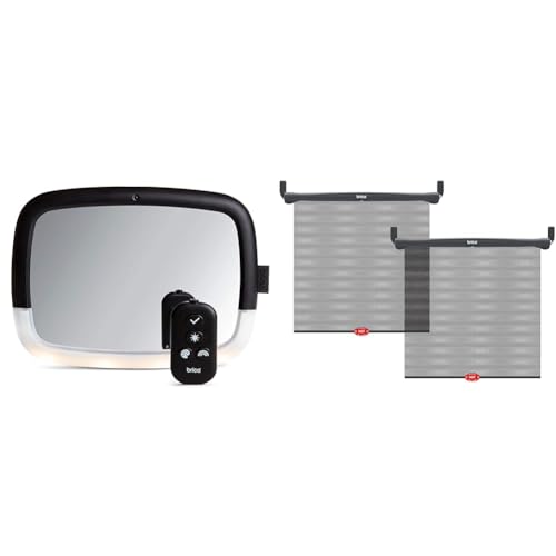 Image of Munchkin Baby Car Mirror for Rear Facing Car Seats with LED Lights and 2pk Window Sun Shades, Black
